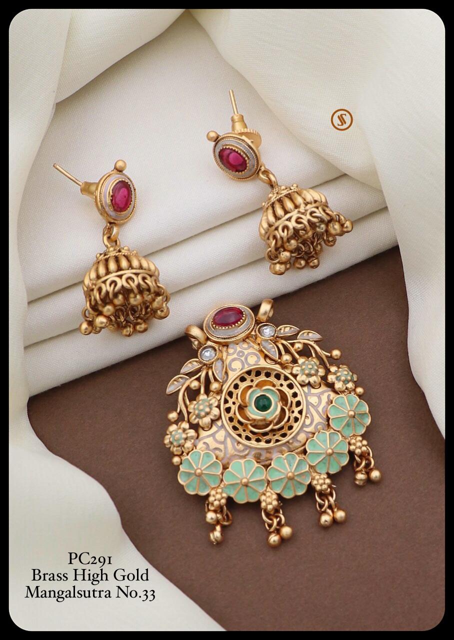 Pc 28 Fancy Brass High Gold Mangalsutra Pendal Butti Exporters in India
